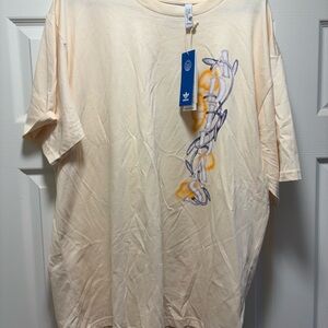 Adidas Cream Short Sleeve Tee with Graphic Design